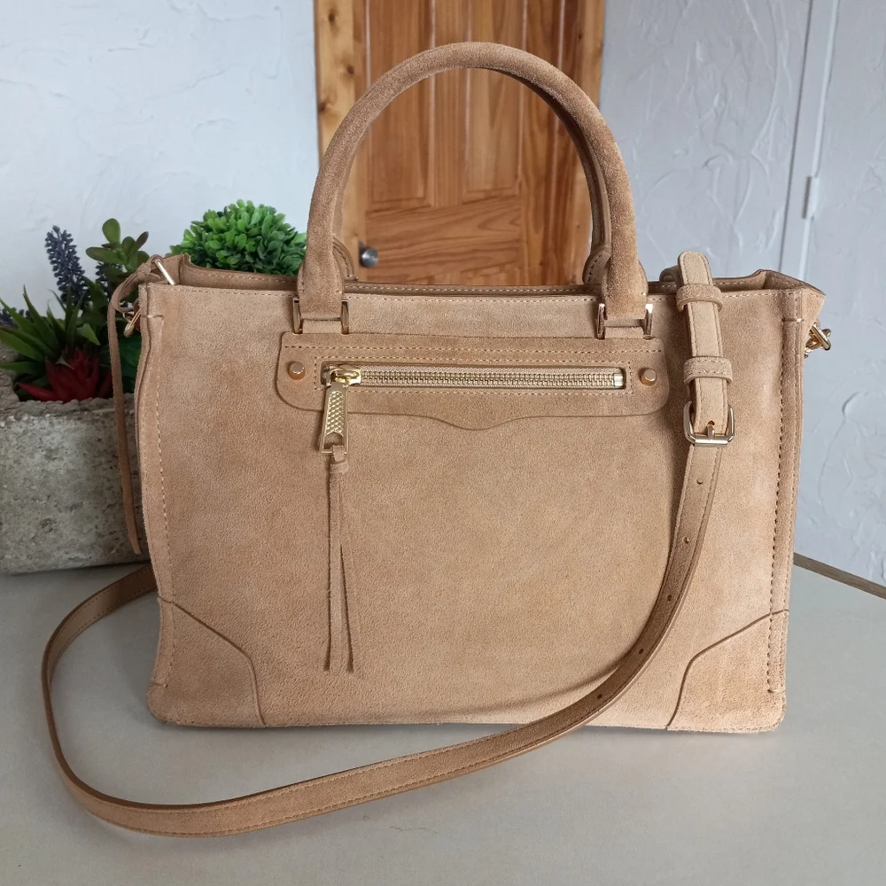 Rebecca Minkoff Suede Regan Satchel, Camel Retail $328